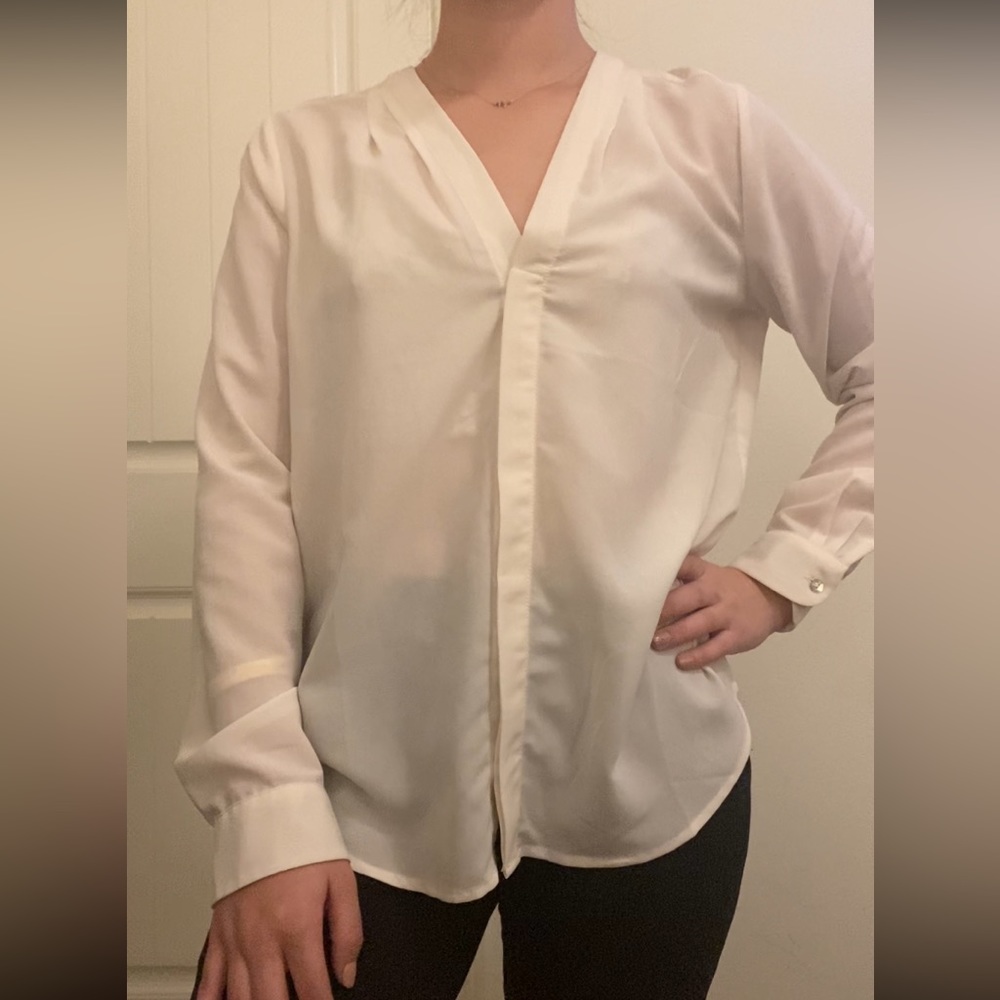 Forever 21 Off White Long Sleeved Blouse
